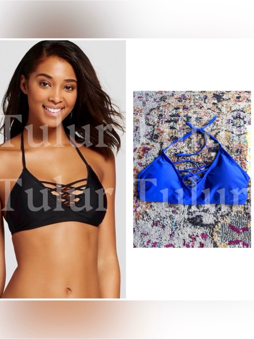 Target Criss Cross Blue Bikini Top L